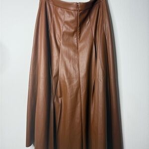 Ann Taylor A-Line  pleated Brown faux Leather Skirt